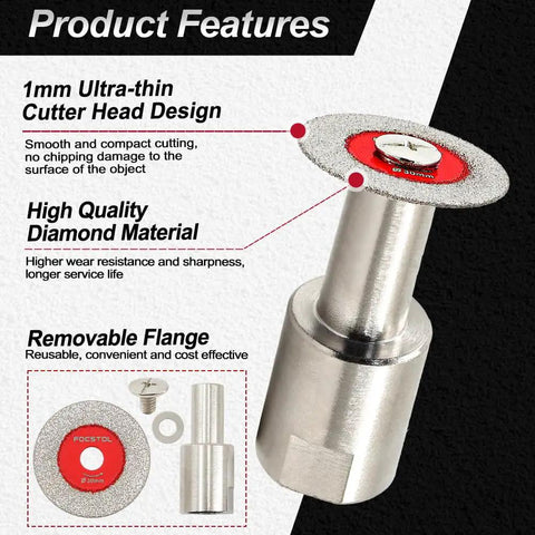 Close-up of 1mm ultra-thin cutter blade from Mini Diamond Glass Cutting Disc Set For Precise Glass Cutting And Engraving Five Pack 30mm Diamond Grit 100 120 With 5/8-11 Flange Ideal For Glass Jade Crystal Wine Bottle Ceramic Tile Projects