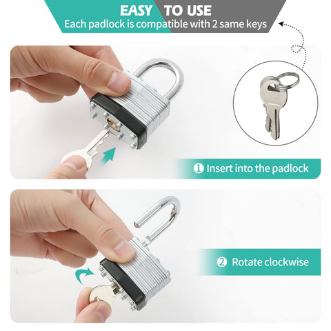 Step-by-step use of Beefy Keyed Alike Nickel Plated Padlocks Set of 12, Heavy Duty Locks for Storage Units, Sheds, Garages