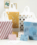 10 Inch Gift Bag Set 4 Pack With Tissue Paper Cards Envelopes And Handles Reusable Non Woven Gift Bags For Mothers Day Birthday Wedding Baby Shower Or Party Ready To Gift 10 By 8 By 4 Inches displayed with cards