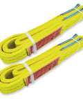 2 Inch By 4 Foot Heavy Duty Lifting Straps Set Of 2 Pairs Webbing Sling Rigging For Moving Furniture Towing And Hoisting Loads With Durable Polyester Low Stretch And Versatile Load Securing Gear showing yellow straps with blue loops