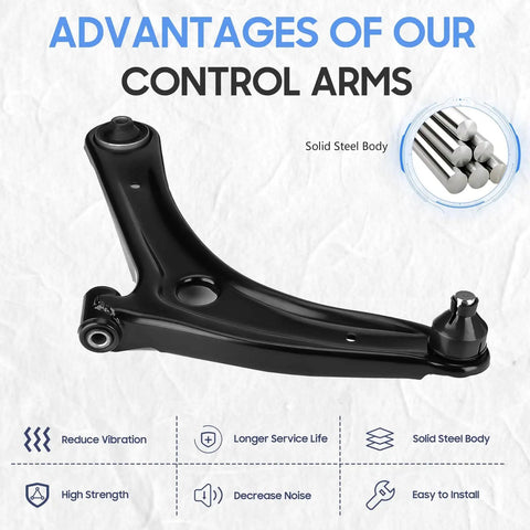Dodge Caliber Front Lower Control Arms With Ball Joints And Sway Bar End Links Tie Rods Rack Boots 8pc Suspension Kit steel arm