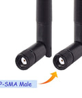 Dual Band WiFi Antennas 2.4GHz And 5GHz Omni Directional 3dBi RP-SMA Male 2-Pack For PC Router USB Adapter Wireless Network Card IP Cameras Video Surveillance close-up of RP-SMA male connectors