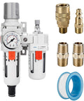 Three Eighths Inch NPT Auto Drain Air Filter Regulator Lubricator FRL Heavy Duty Combo With Water Oil Trap Separator Gauge