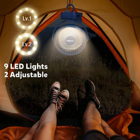 Clip On Fan With 12000mAh Battery All Day Portable Desk Fan USB Rechargeable With LED Lights Remote Control inside tent