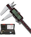 True Wireless Digital Caliper 0-6 Inch 150mm with One-Click Data Transfer to Excel Phone PC, shown with LCD display and carrying case
