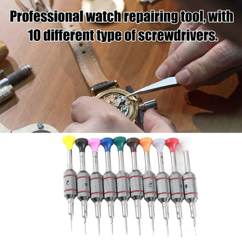 Pro Watch Repair Screwdriver Set 10 Pieces With Base Stand for Precision Electronics Mobile Phone and Laptop Repair