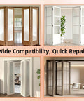 Image of various door installations using 8-Piece Bi-Fold Door Hardware Kit With Top Roller Guide And Top Pivot For Spring Loaded Bifold Doors.