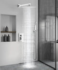 Shower Faucet Set With Rain Shower System And Handheld Spray Bathroom Shower Combo Rough In Valve And Trim Kit Polished Chrome Finish