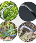 10 Piece All In One Mowing Sickle Set With Rustproof Harvesting Tools For Gardening And Weeding Comfortable Handy One Hand Grip And Solid Wood Non Slip Handles For Efficient Yard Work shown in various uses