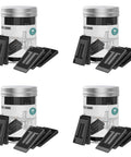Adjustable Plastic Shims And Table Wedges For Furniture Leveling, pack of 36 black shims in a clear container for stabilizing furniture.