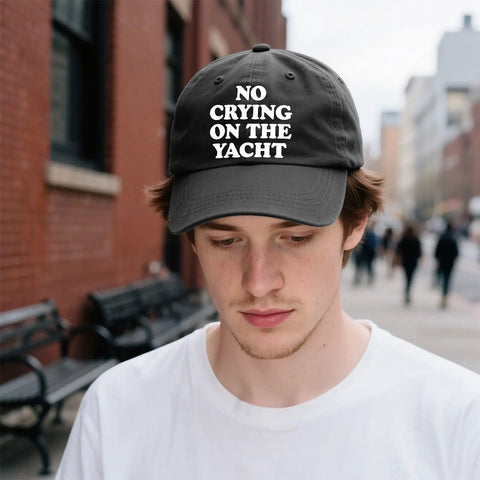 No Crying On The Yacht Trucker Hat For Son Funny Nautical Cap With Adjustable Strap Casual Outdoor Wear For Travel Photos