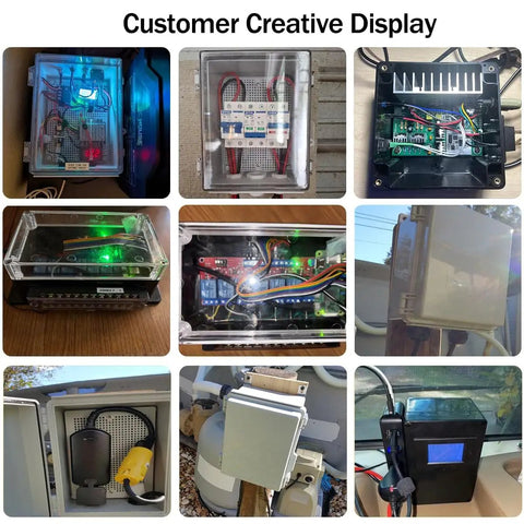 Gallery of installed IP67 Waterproof ABS Junction Box With Hinged Black Cover And Mounting Plate Wall Mount Electrical Enclosures.