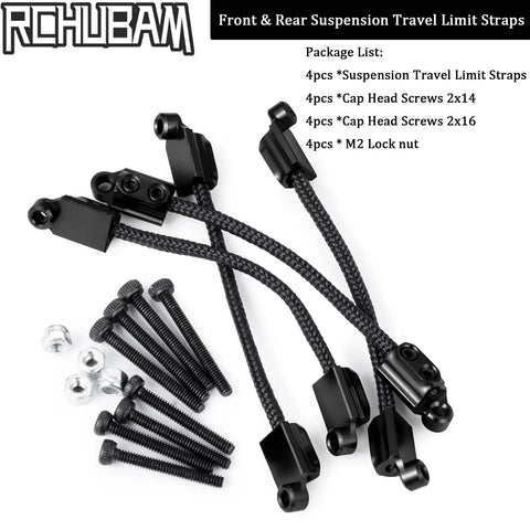 Front And Rear Suspension Travel Limit Straps For Losi 1 18 Mini LMT Monster Truck with screws and nuts, aluminum and nylon