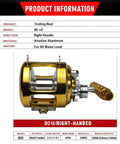 2 Speed Aluminum Big Game Trolling Reel for Inshore and Offshore Fishing Right Handed with Lever Drag