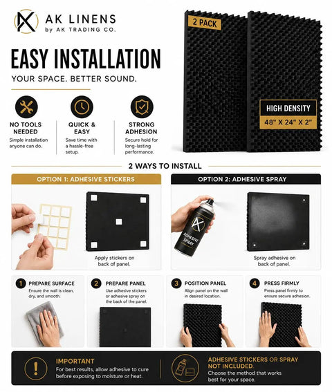 Level Up Your Space With These Dope High Density Egg Crate Acoustic Foam Panels 2 Pack 48x24x2 installation guide with options