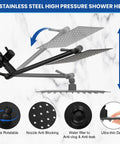 High Pressure Rainfall Shower Head And Handheld Shower Combo With 11 Inch Extension Arm features and parts overview