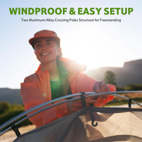 Person setting up Bleik-A 2 To 3 Person Camping Tent With Waterproof Double Layer in outdoor environment.