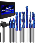 Nails Every Cut 10 Piece 1/4 Inch Shank Solid Carbide Cnc Router Bit Set For Woodworking Detail Carving Trimming V Groove.