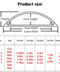 Diagram of Self Adhesive Metal Cable Concealer For Floors And Desks Black Aluminum Cord Hider In Seventy Nine Inch Run sizes.