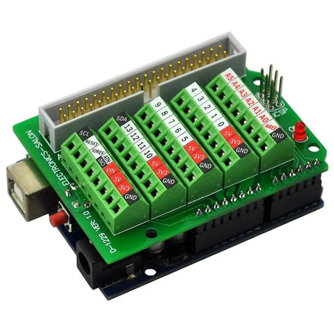 Arduino Screw Terminal Block Breakout Module For Uno R3 Soldered And Ready To Use 3 5mm Pitch Fits 26 AWG To 16 AWG Wires