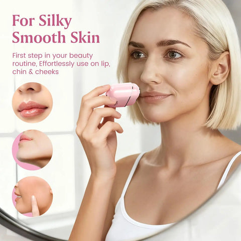 Woman using Painless Facial Hair Removal For Women Electric Shaver With Smart Sensor on upper lip