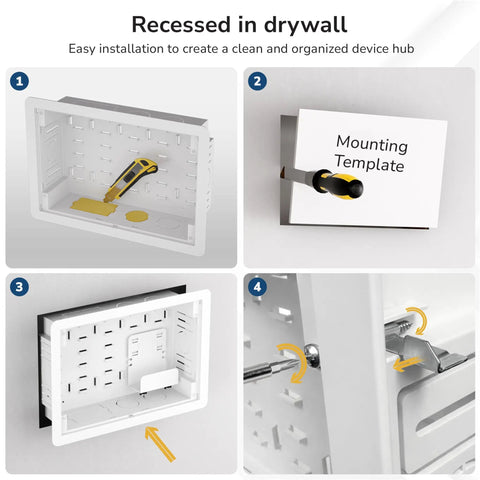 Step-by-step installation guide for Recessed In Wall TV Media Box With Ventilated Cooling To Hide Streaming Boxes And Routers For A Straight Fire Media Setup Supporting Up To 22 Lbs.