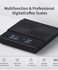 Coffee Scale Basic 2.0 With Water Flow Rate, Timer, And Easy Unit Switcher, Pro Grade Digital Kitchen Scale, Black