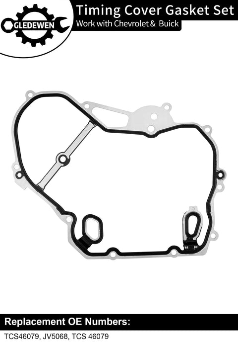 Timing Cover Gasket Set for 2002 to 2016 Chevy Equinox Malibu HHR Captiva Sport shown with OE numbers TCS46079 JV5068