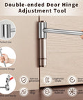 Dual Head Door Hinge Adjustment Tool With 14mm And 19mm Openings For Flag Hinges, Heavy Duty Steel Wrench shown adjusting hinge