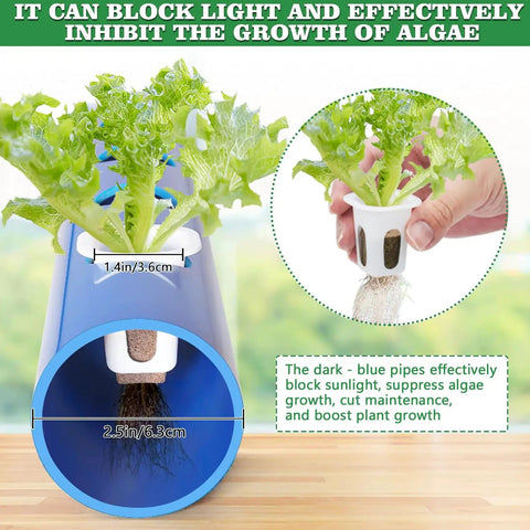 Hydroponics Growing System Kit With 108 Plant Sites For Vegetables Flowers Fruits And Herbs, Block Light Design detail.