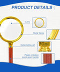 Close-up of 10x Handheld Magnifier For Reading And Hobby Science Projects Great For Kids And Seniors 80mm Plastic Frame With Gold Plated Finish