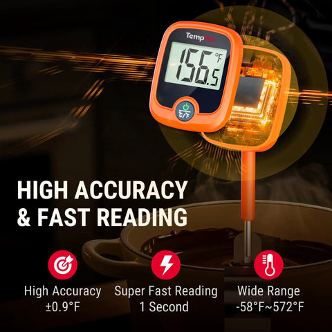 Digital Candy Thermometer With 10 Inch Probe And Pot Clip Instant Read Thermometer With Pro Grade Big LCD