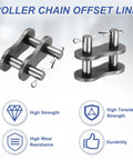 Durable Three Piece Manganese Steel ANSI 120 Roller Chain Connecting Link Master Plate showing strength features and durability.
