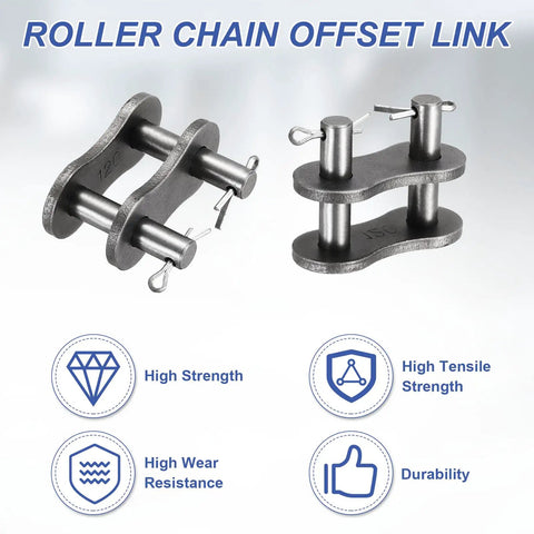 Durable Three Piece Manganese Steel ANSI 120 Roller Chain Connecting Link Master Plate showing strength features and durability.