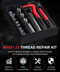 M10x1.25 Helicoil Thread Repair Kit With HSS Drill Bit Tap And Stainless Inserts For Suspension Cylinder Head And Heavy Machinery