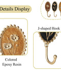 Super Clean Set Of Three Straight Up Vintage Wall Hooks With French Garden Floral Details And Classic Scalloped Metallic Hardware For Entryway Organizing And Cozy Bedroom Vibes with colored epoxy resin and J-shaped hook.