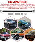 Throttle Linkage Adjustable Kit With Ten And A Quarter Inch To Eleven And Three Quarters Inch Reach Aluminum Alloy Rod Ends Universal Car Fit Left And Right Hand Threads Easy Install For Street And Track Rides Durable Performance Upgrade shown with universal truck fit