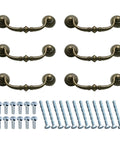 8 Pack Antique Bronze Drop Bail Drawer Pulls 3.5 Inch Center Hole Vintage Dresser Handles With Screws Zinc Alloy Durable Cabinets