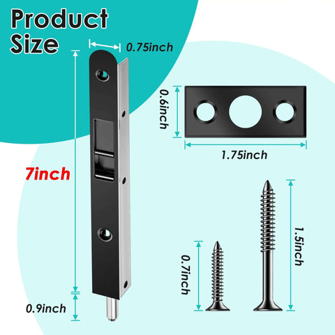 Two Pack 7 Inch Flush Bolts For Double Doors Heavy Duty Black Plated Latch Bolts For Inactive Leaf Secure French Door Opening