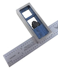 Made In USA Four Inch Double Square Ruler With Satin Chrome Blade Reads One Eighth One Sixteenth One Thirty Second One Sixty Fourth Increments