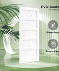 White 30x84 Inch Barn Door With 5.5 Foot Sliding Hardware Kit Included And Handle Solid Wood And MDF Core With PVC Surface Easy DIY Assembly 5 Panel Design Fits 27 To 28 Inch Opening
