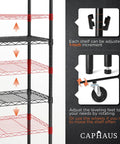 4 Tier Heavy Duty Wire Shelving Unit With Wheels And Leveling Feet, 60 Inch Wide Garage Storage Rack, Commercial Grade Steel Open Shelf, Adjustable Height, Mobile Utility Shelving For Shop, Basement, Or Pantry, side view