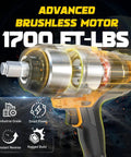 Cordless Impact Wrench Half Inch Drive For DeWalt 20V Battery With High Torque 2300 Nm And 1700 Foot Pounds Brushless Motor LED Light Tool Only