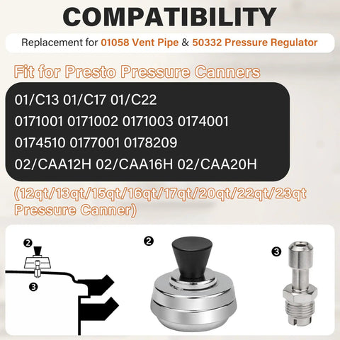 3-Piece Pressure Regulator Kit With Vent Pipe Replacement compatibility details