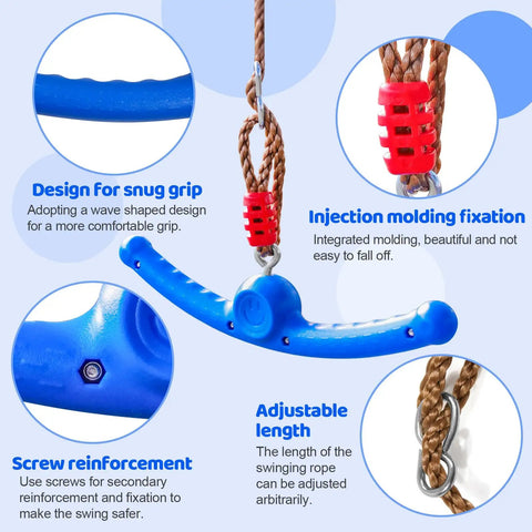 Twister Swing 360 Spin Handle For Kids Slackline Accessories And Swing Attachment Backyard Blue Hang Toy With Durable PE, Features