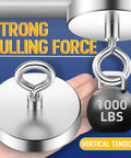 Massive 1000 Lb Pull Fishing Magnet for Retrieval and Treasure Finding in use with focus on strong pulling force and vertical tension.