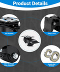 Heavy Duty Low Profile Caster Wheels Set Of Four With Brakes features 360° rotation, easy lock, non-marking, double ball bearings.