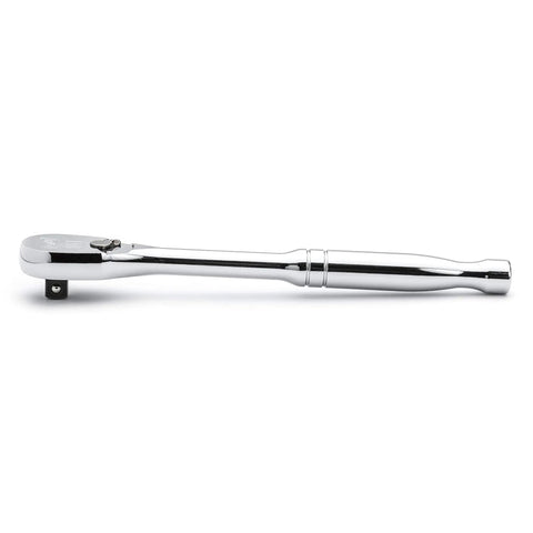 Teardrop Head 3/8 Inch Drive 84 Tooth Ratchet With Enclosed Head For Tight Spaces, Flush Mounted Switch, Bright Chrome Finish