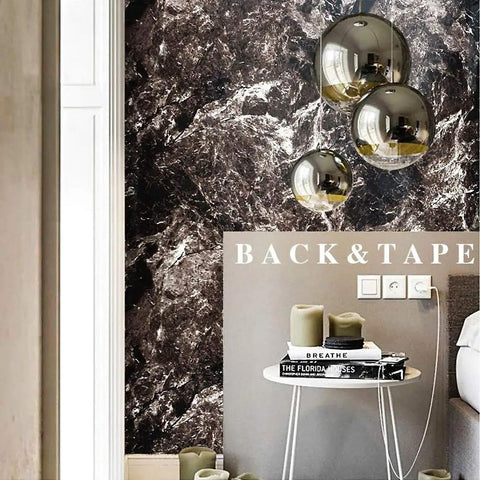 Dark Marble Countertop Contact Paper Peel And Stick Waterproof Vinyl Film For Kitchen Counters Desks And Furniture DIY Friendly Oil Proof Removable Self Adhesive Covering Wrap 15.8 X 78.8 Inches featuring dark marble design in a modern interior space with decorative elements.