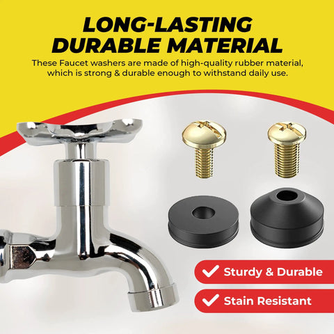 Assorted Faucet Washers Kit For Indoor And Outdoor Repair, DIY Home Plumbing Essentials, showing durable rubber washers and screws.